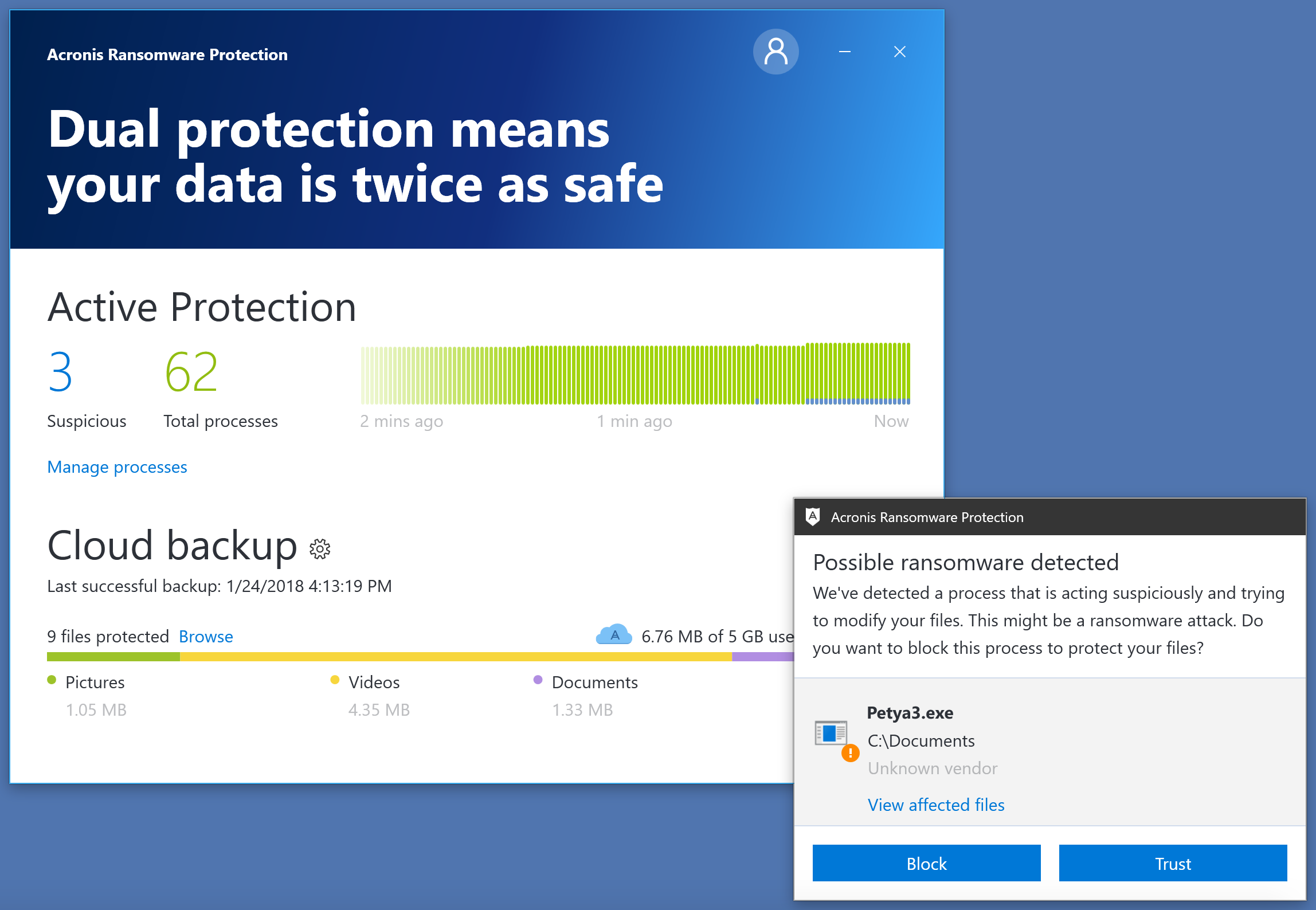 Первоначальная настройка Acronis Ransomware Protection